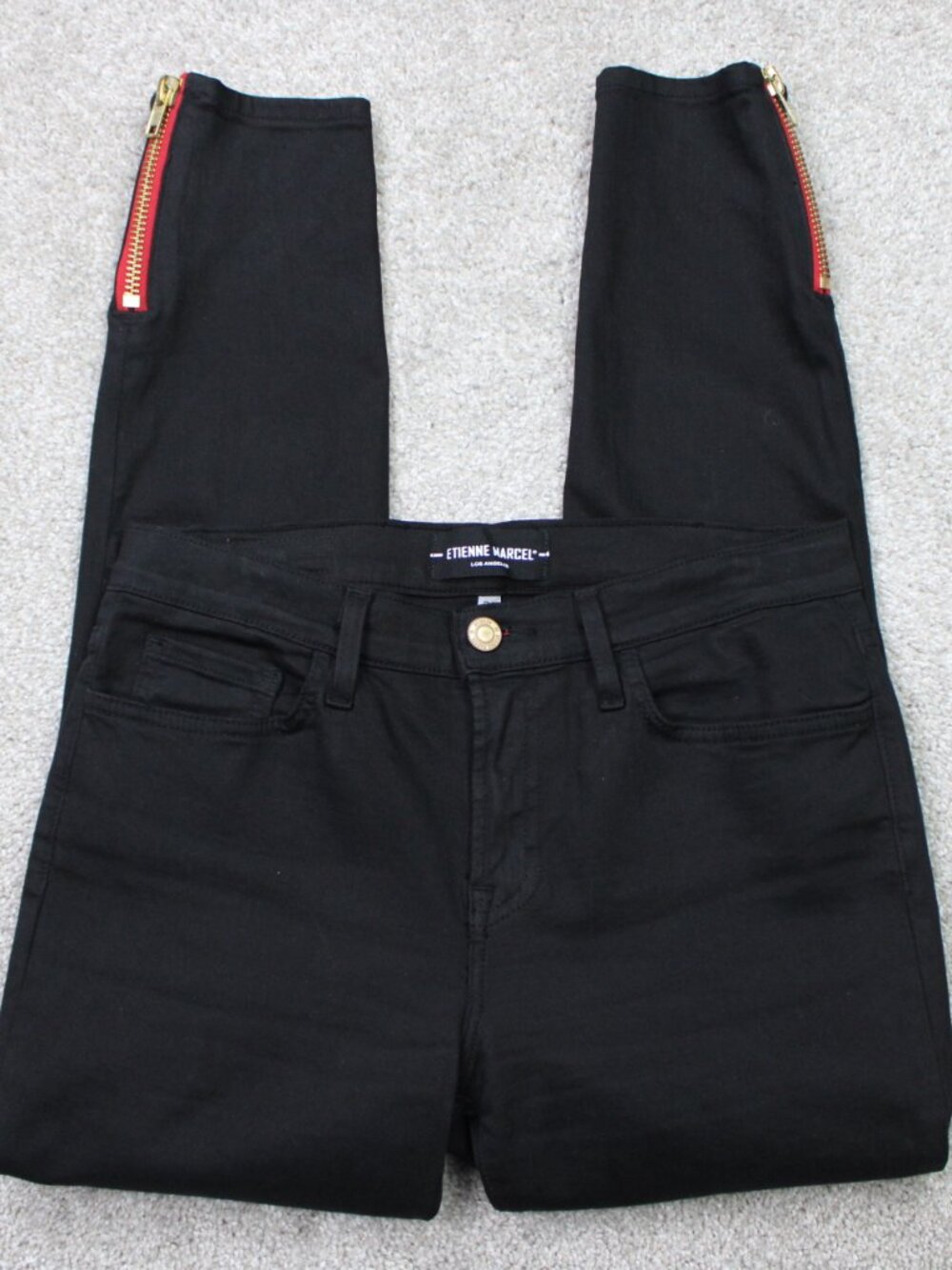 Etienne Marcel Jeans Women 30x27 Black Signature Mid-Rise Skinny Crop Zip Ankle